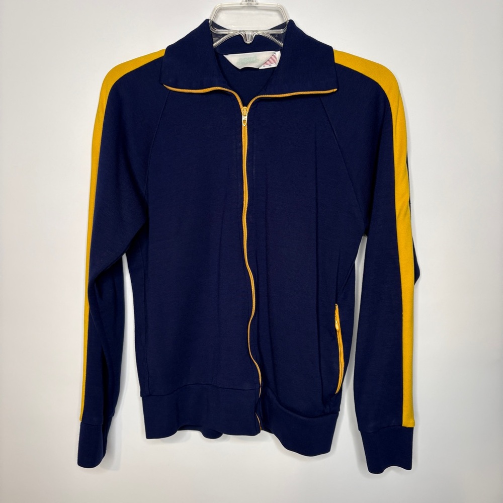 Vintage Court Casuals Full Zip Track Jacket Navy Blue and Yellow XS-Small?